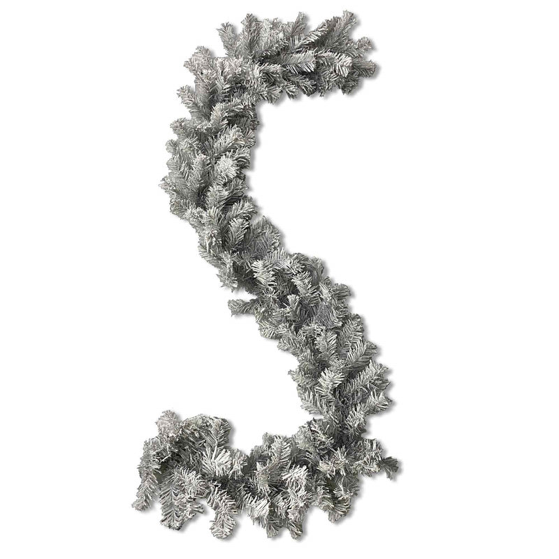 Christmas Sparkle Luxury Garland Silver Flocked 200cm