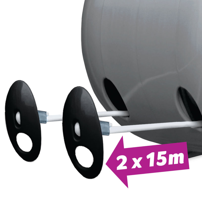 Minky 30M Grey Automatic Retractable Washing Double Clothes Line Reel