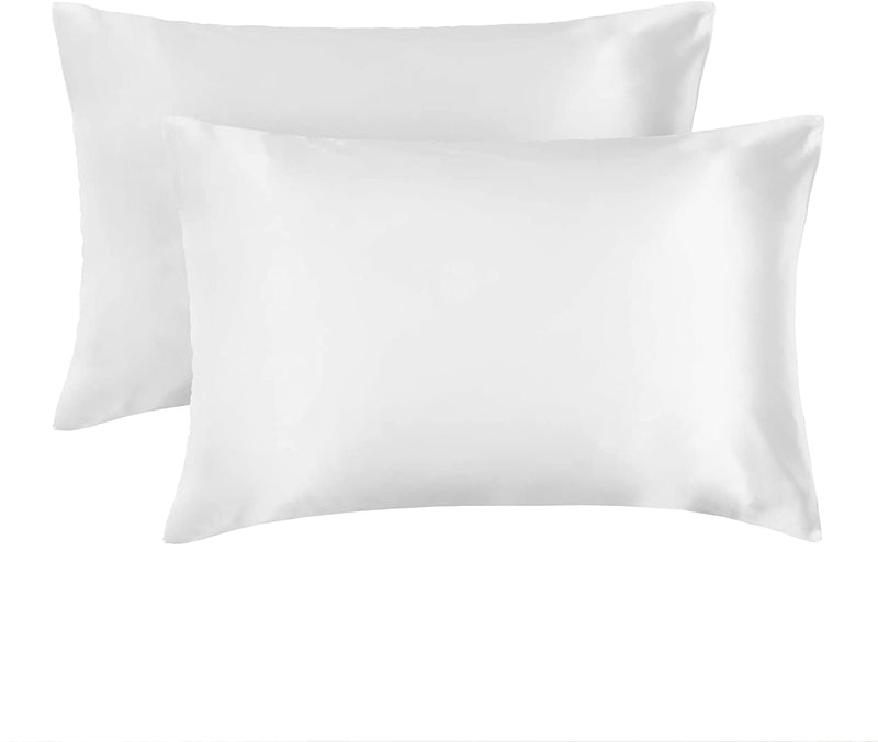 Lewis's Satin Feel 2 Pack Pillowcases - White