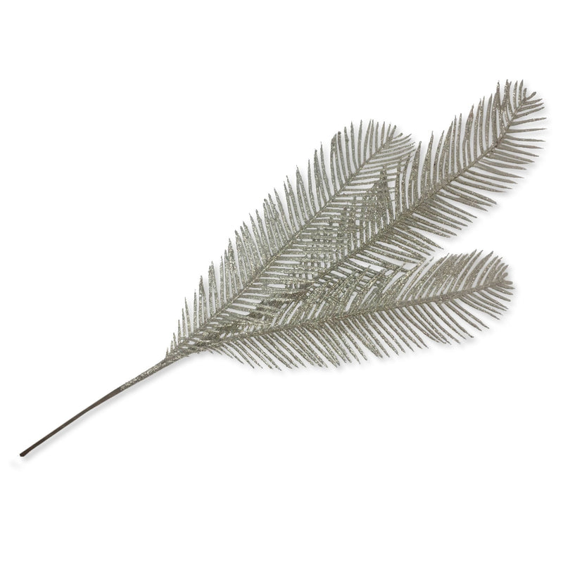 Christmas Sparkle Feather Branch Glittered Decoration Stem Pick X Large in Champagne