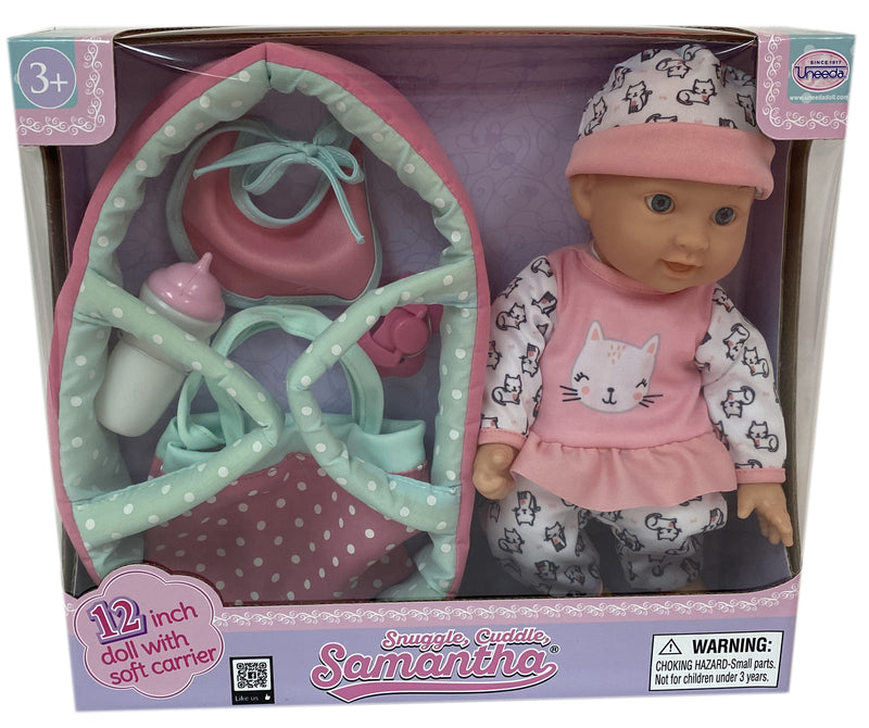 Uneeda Doll Snuggle Samantha Baby Doll with Cot and Carrier 12" - Unicorn Top