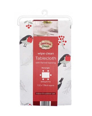 Christmas Country Club Wipe Clean Tablecloth 132x178cm - Robin