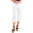 Ladies Linen 3/4 Crop Trousers - White