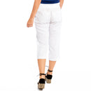 Ladies Linen 3/4 Crop Trousers - White