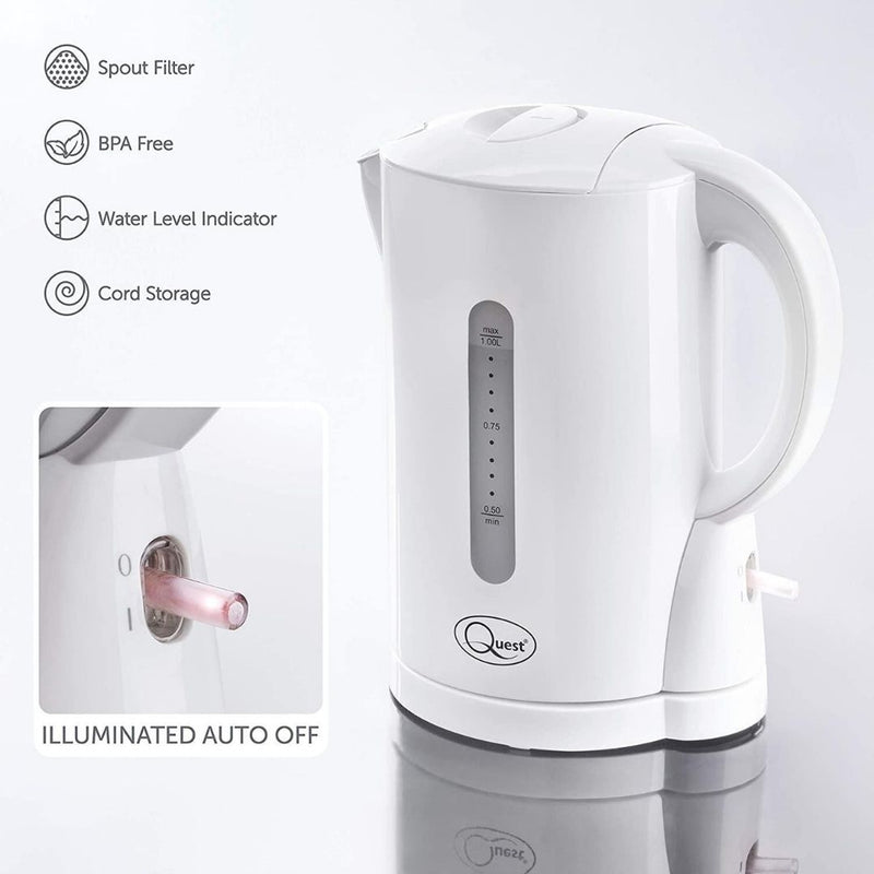 Quest 1L Plastic Jug Kettle - White