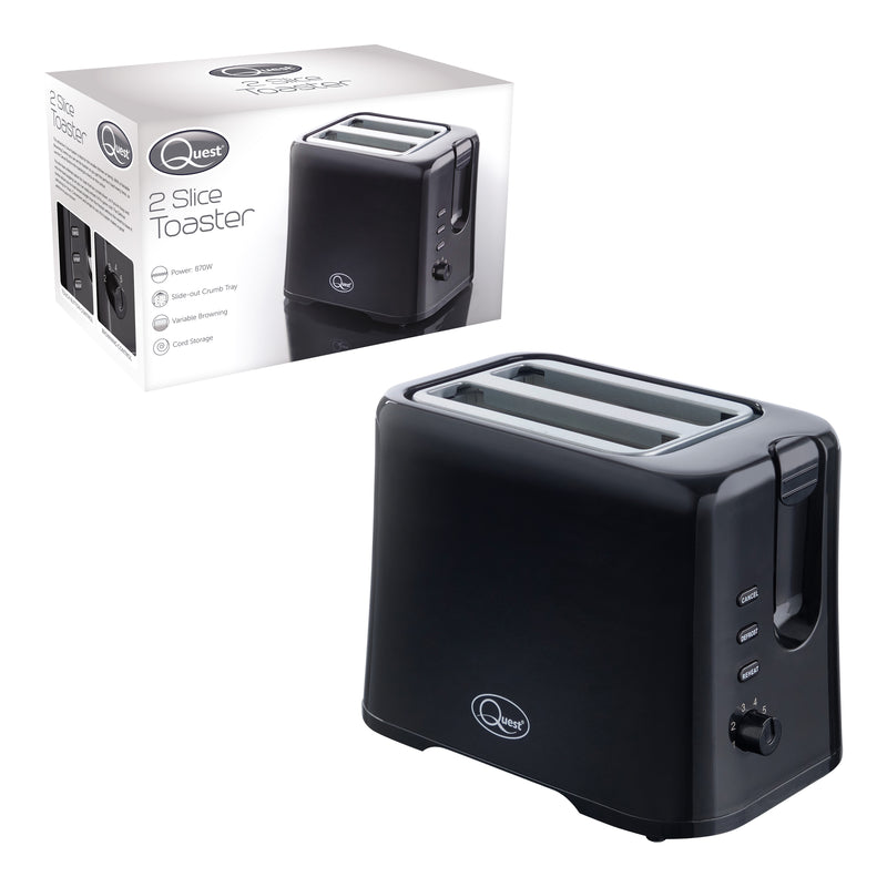 Quest 2 Slice Plastic Toaster - Black