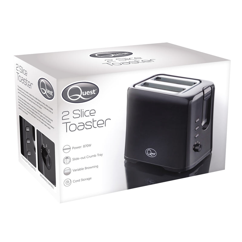 Quest 2 Slice Plastic Toaster - Black