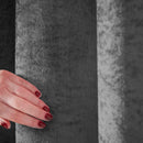 Lewis's Amelia Eyelet Curtains - Crushed Velvet - Charcoal Grey