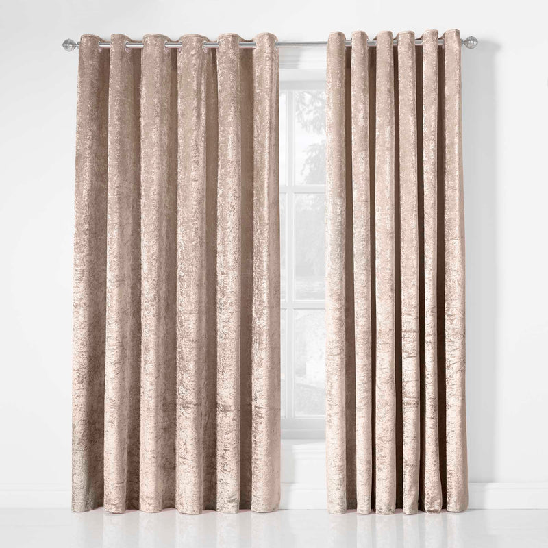Lewis's Amelia Eyelet Curtains - Crushed Velvet - Mink