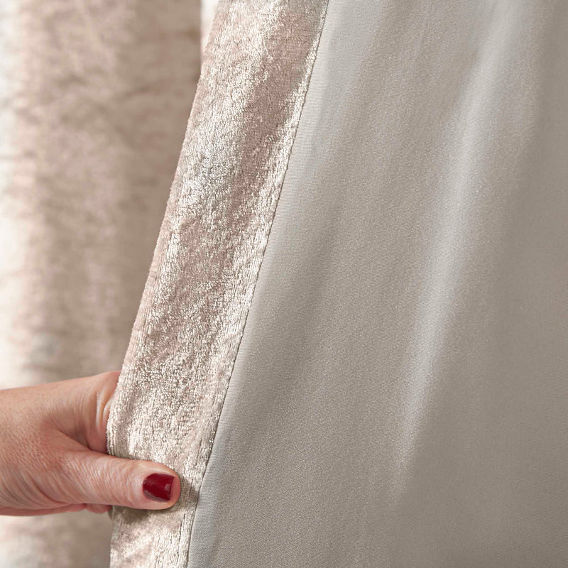 Lewis's Amelia Eyelet Curtains - Crushed Velvet - Mink