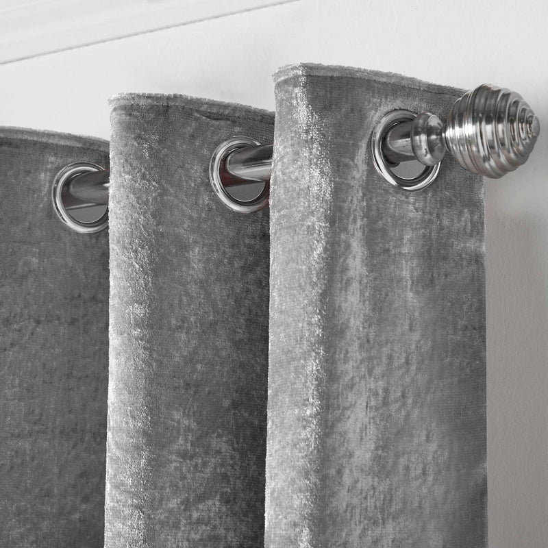 Amelia Eyelet Curtains - Crushed Velvet - Silver