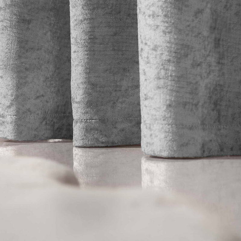 Lewis's Amelia Eyelet Curtains - Crushed Velvet - Silver