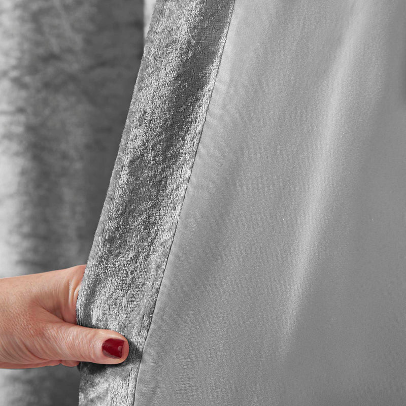 Amelia Eyelet Curtains - Crushed Velvet - Silver