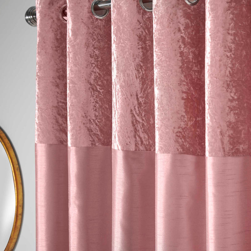 Olivia Eyelet Curtains - Velvet Top - Blush Pink