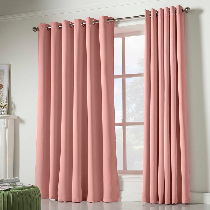 Lewis's Eclipse Blackout Eyelet Curtains - Blush Pink