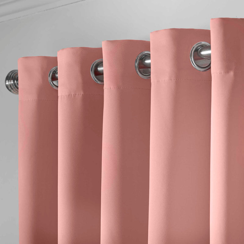 Lewis's Eclipse Blackout Eyelet Curtains - Blush Pink