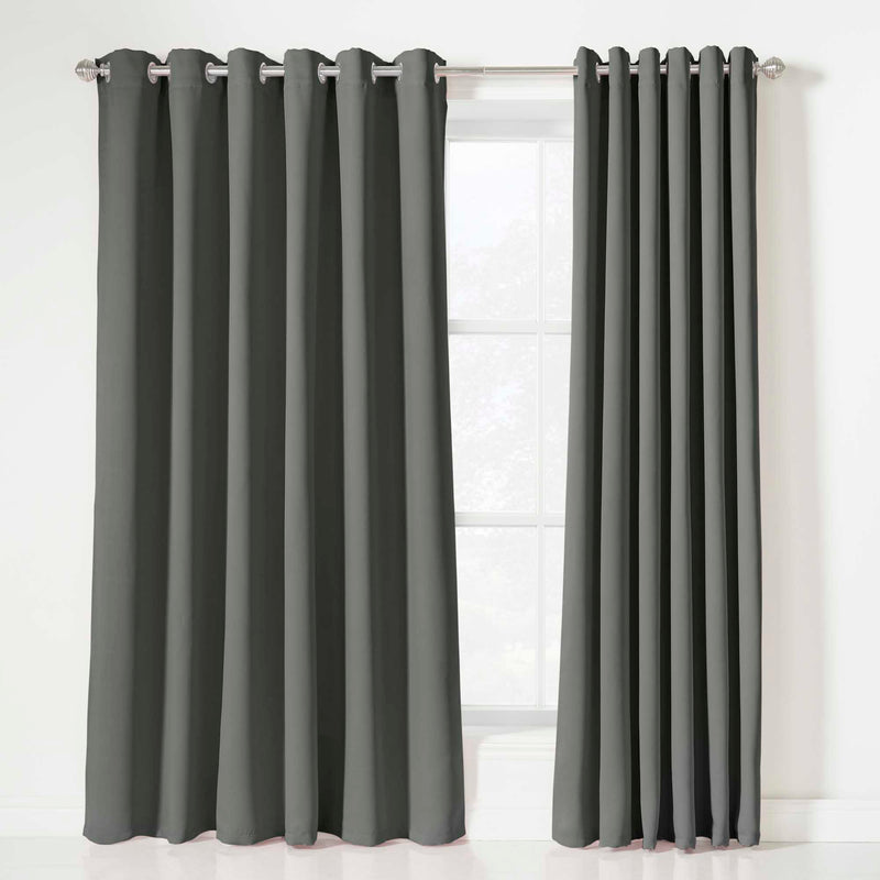 Lewis's Eclipse Blackout Eyelet Curtains - Grey