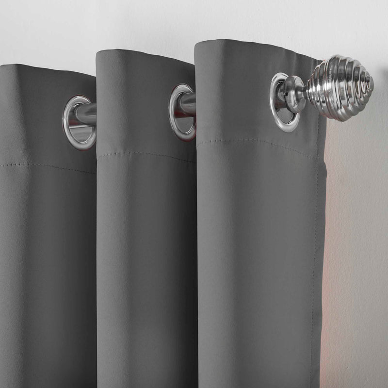 Lewis's Eclipse Blackout Eyelet Curtains - Grey