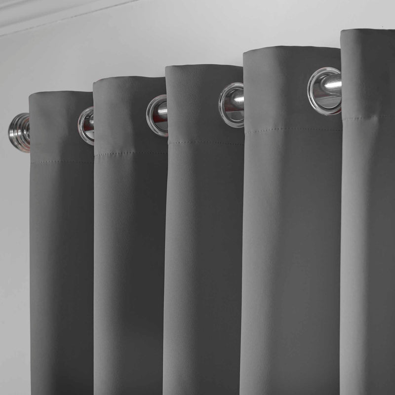 Lewis's Eclipse Blackout Eyelet Curtains - Grey