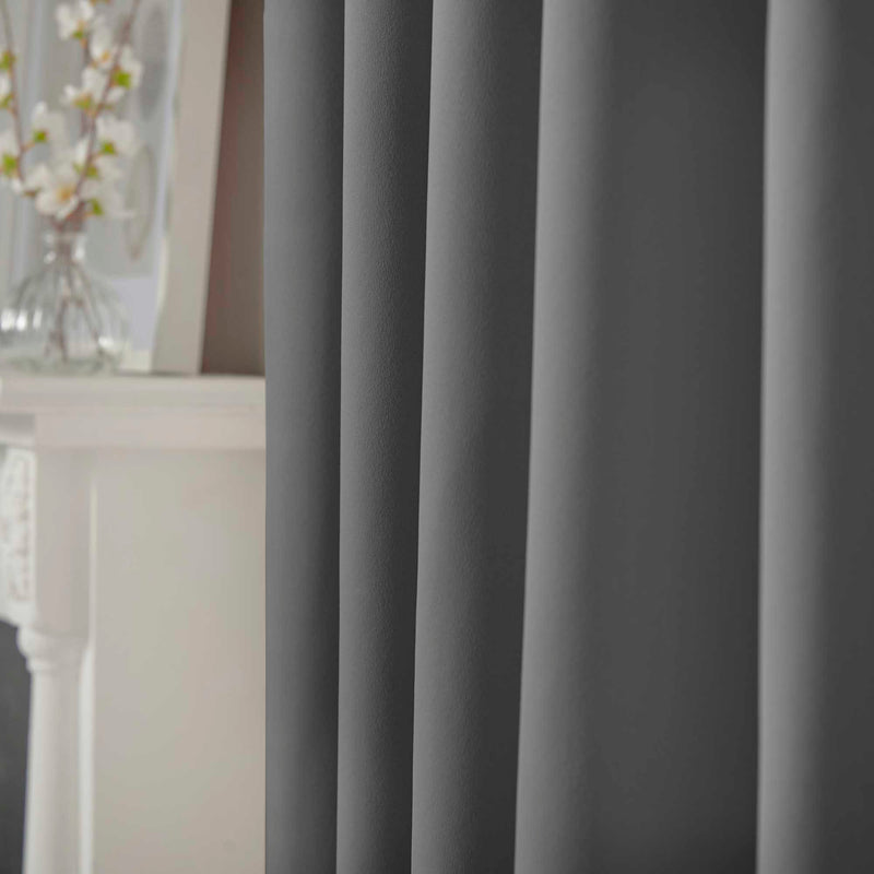 Lewis's Eclipse Blackout Eyelet Curtains - Grey