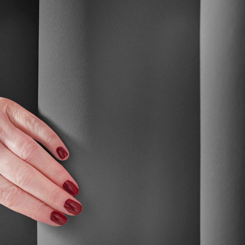 Lewis's Eclipse Blackout Eyelet Curtains - Grey