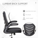 Vinsetto Mesh Office Chair for Home Swivel Task Desk Chair with Lumbar Back Support Flip-Up Arm Adjustable Height Black Computer w/