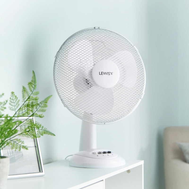 Lewis's 12 Inch  Tabletop Desk Fan  - White