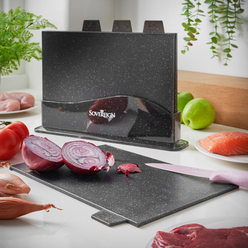 Lewis's  Sovereign Stone Index Chopping Board Set with Holder