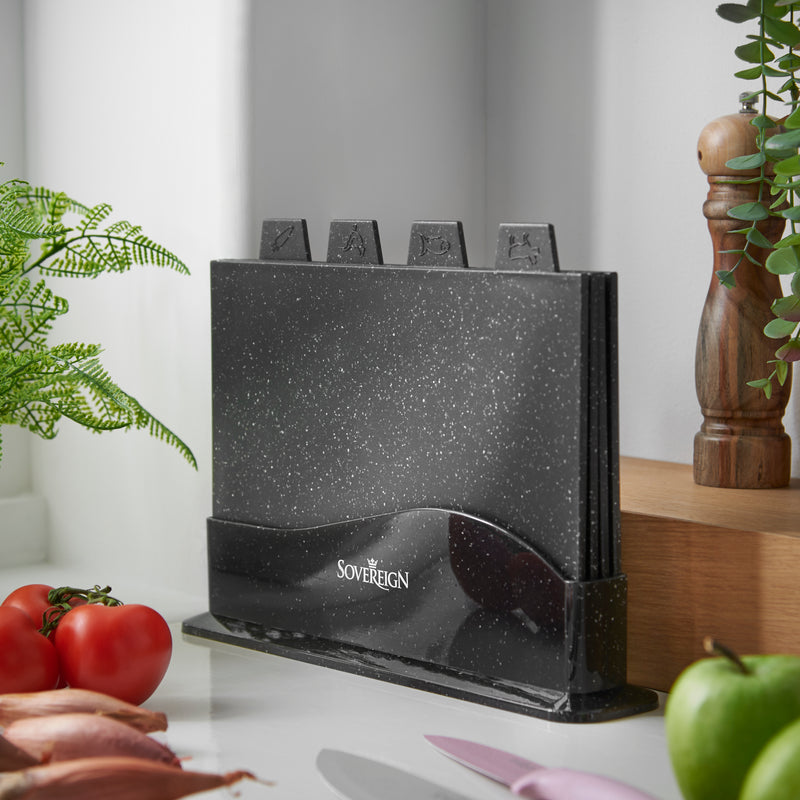 Lewis's  Sovereign Stone Index Chopping Board Set with Holder
