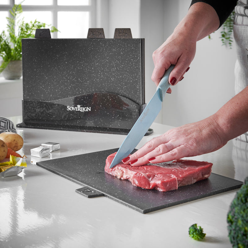 Lewis's  Sovereign Stone Index Chopping Board Set with Holder
