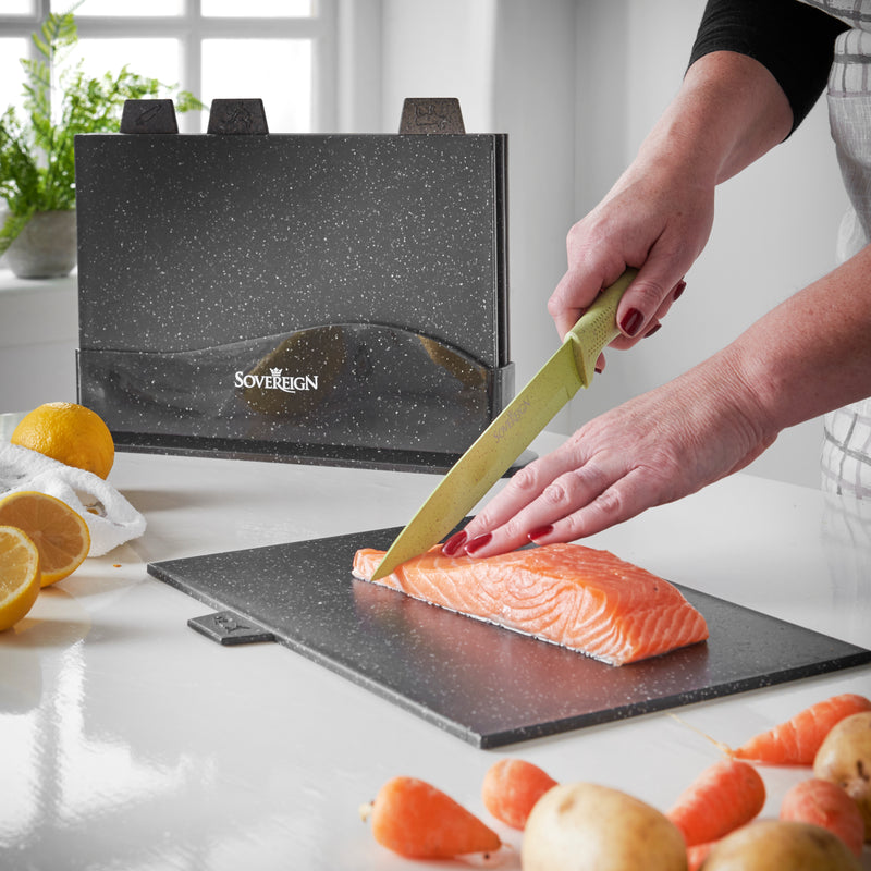 Lewis's  Sovereign Stone Index Chopping Board Set with Holder