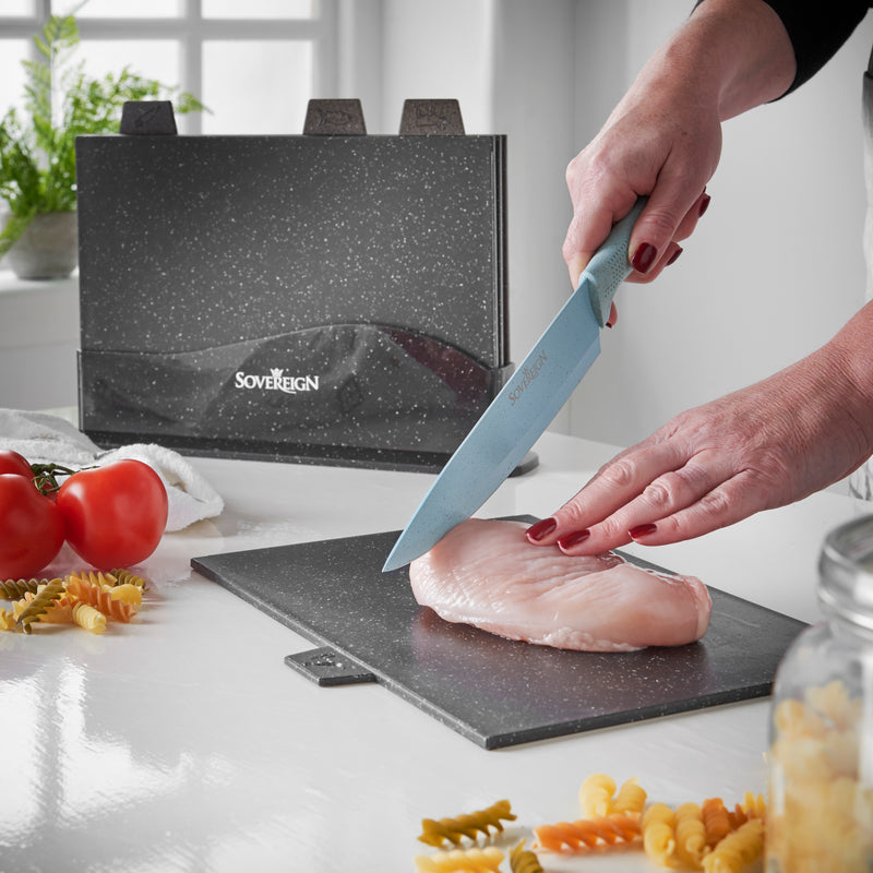 Lewis's  Sovereign Stone Index Chopping Board Set with Holder