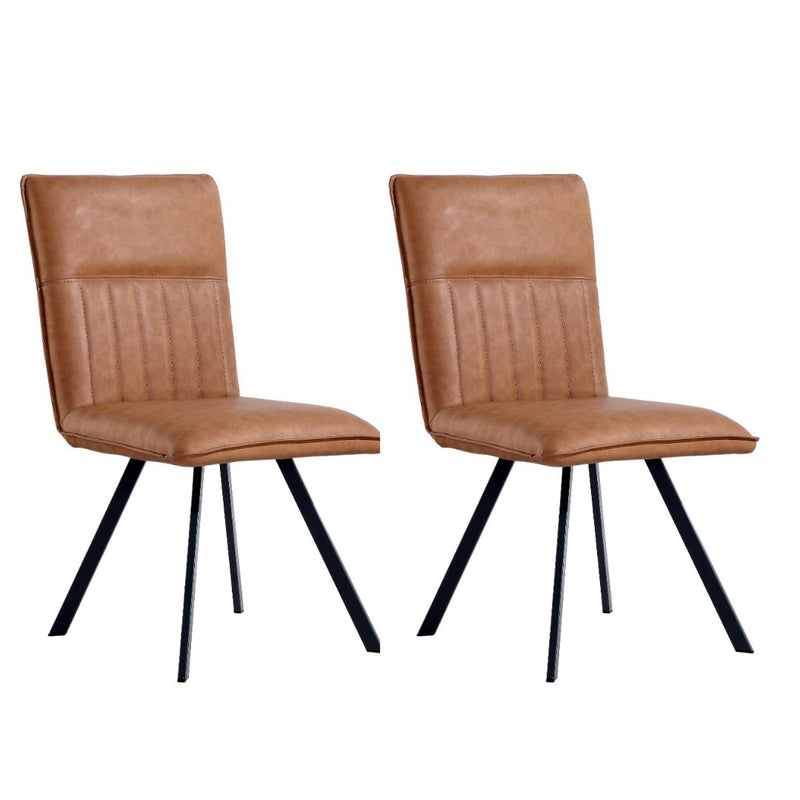 Pair of Darwen Leather Dining Chair - Tan