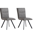 Pair of Darwen Leather Dining Chair - Grey