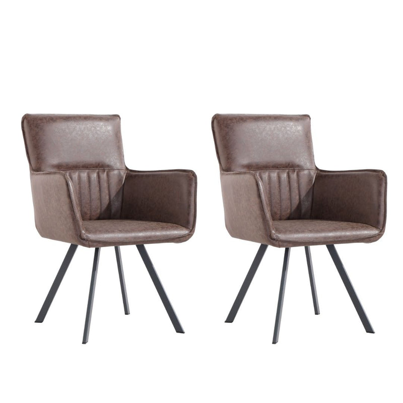 Pair of Darwen Carver Chair with Metal Legs  - Brown