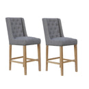 Button Back Stool Light Grey with Studs 45 x 57.5 x 110 cm