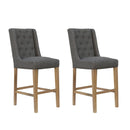 Button Back Stool Dark Grey with Studs 45 x 57.5 x 110 cm