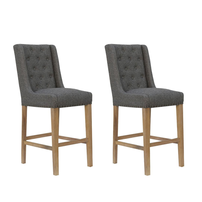 Button Back Stool Dark Grey with Studs 45 x 57.5 x 110 cm