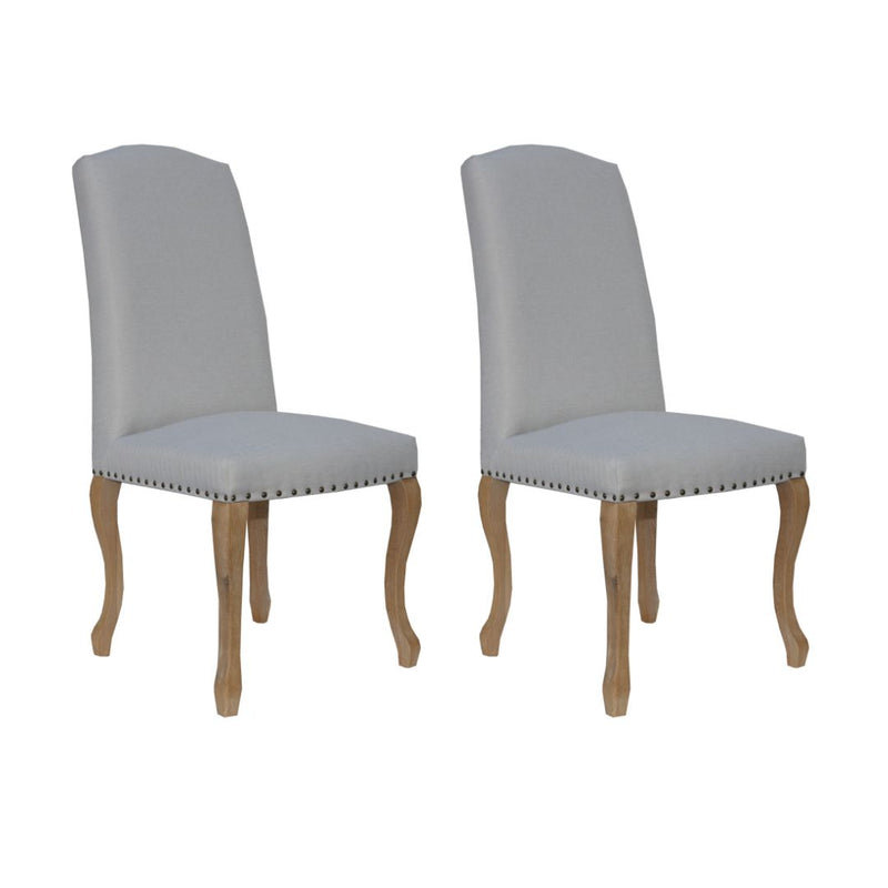 Pair of Luxury Chair with Studs and Carved Legs - Natural