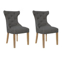 Pair of Winged Button Back Chair with - Dark Grey