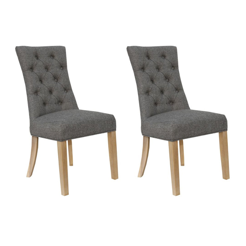 Pair of Curved Button Back Chair - Dark Grey