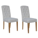 Pair of Button Back Upholstered Chair - Natural