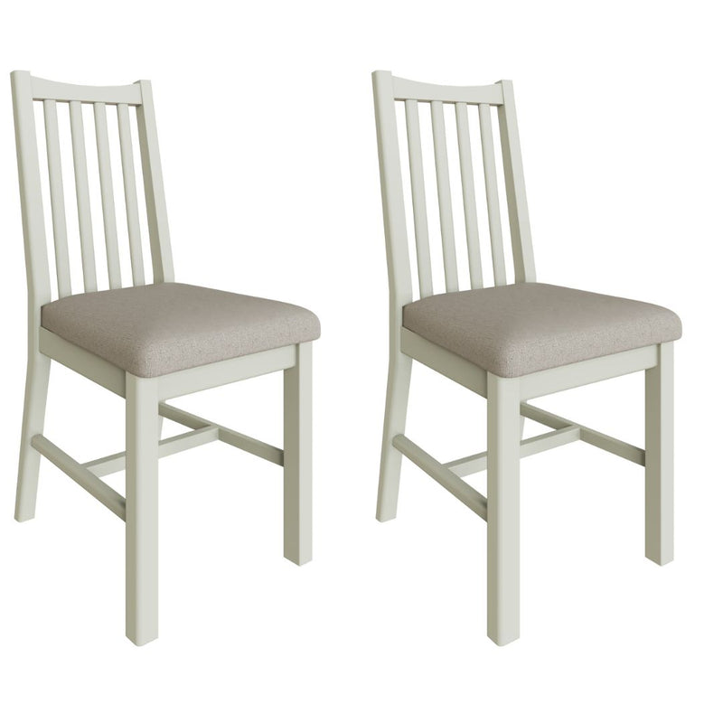 Salisbury Pure White Pair of Chairs with Fabric Seat 43 x 52 x 94 cm