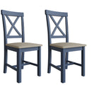 Aldeburgh Blue Pair of Chairs with Fabric Seat 42 x 49 x 95.5 cm