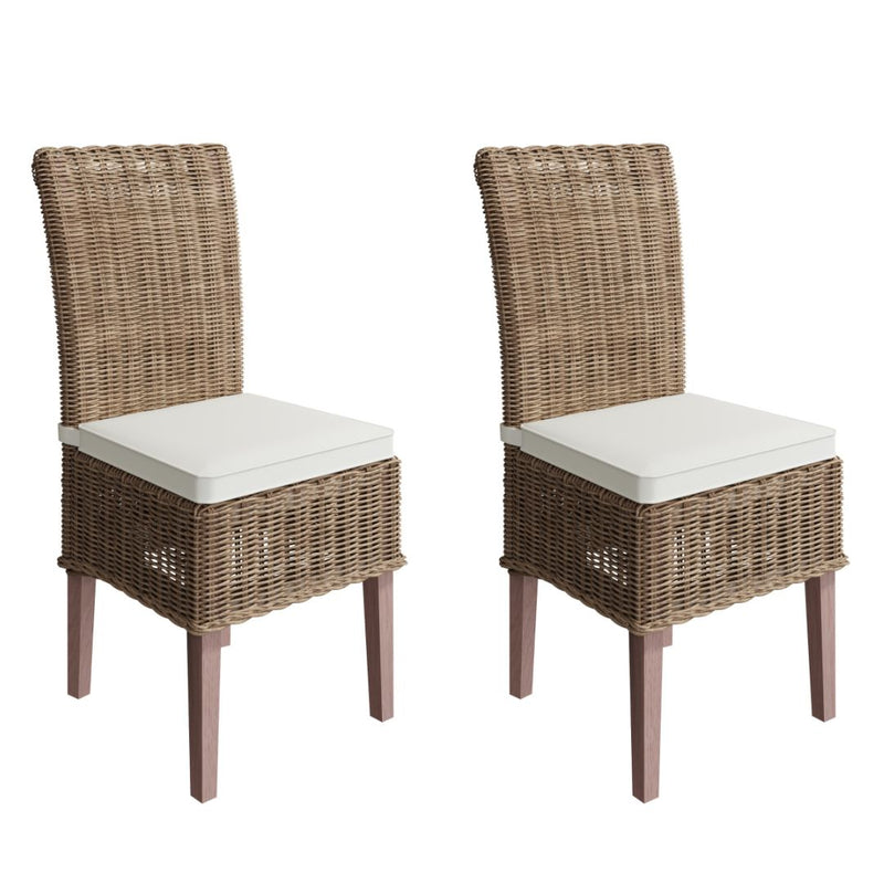 Hatton Wicker Kooboo Grey Pair of Wicker Chair with Cushion 46 x 60 x 105 cm