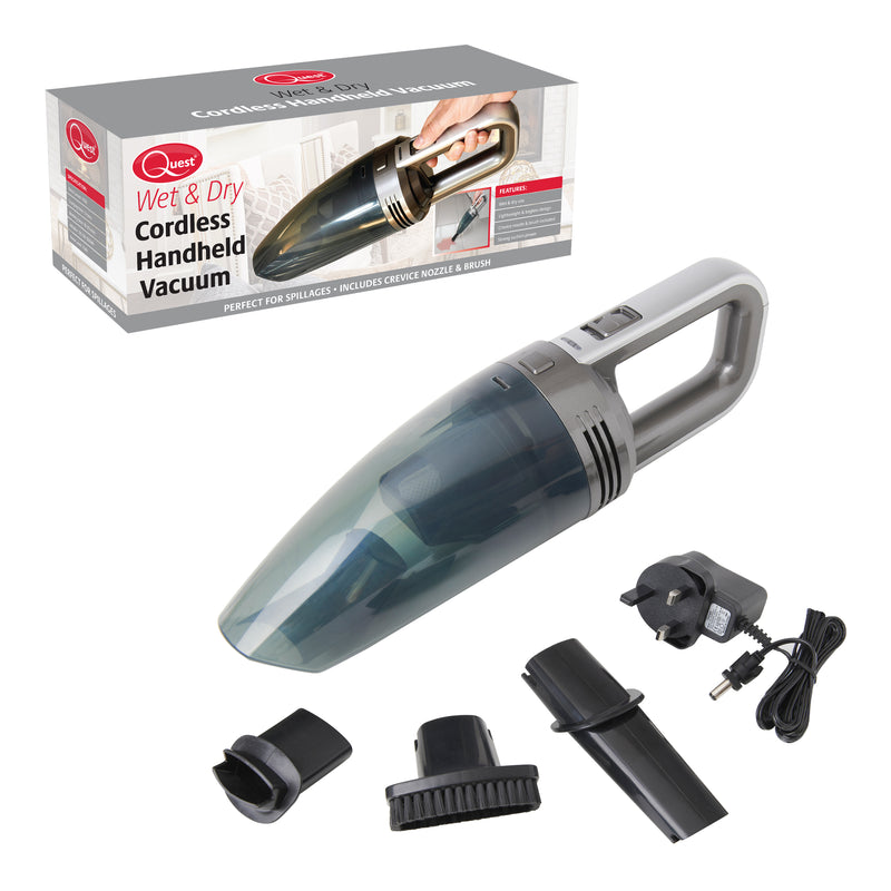 Quest Wet and Dry Cordless Hand Vacuum Cleaner Rechargable Lightweight Hoover