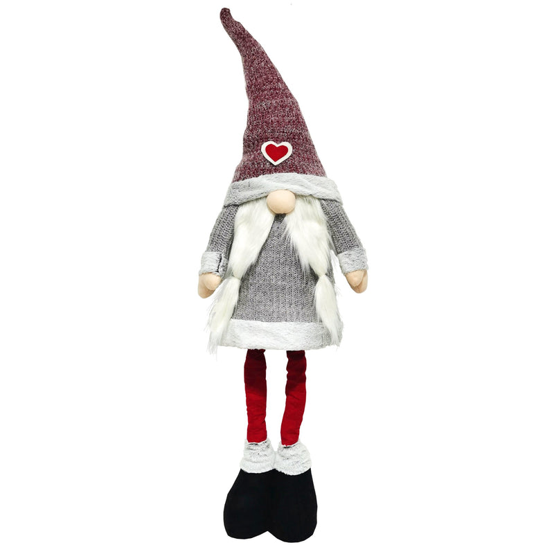 Christmas Sparkle Standing Gnome Mrs Claus Extendable 120cm in Red and Grey