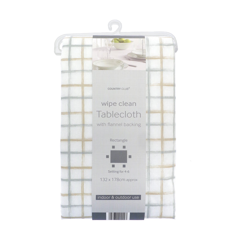 Country Club Wipe Clean Tablecloth 132x178cm - Check