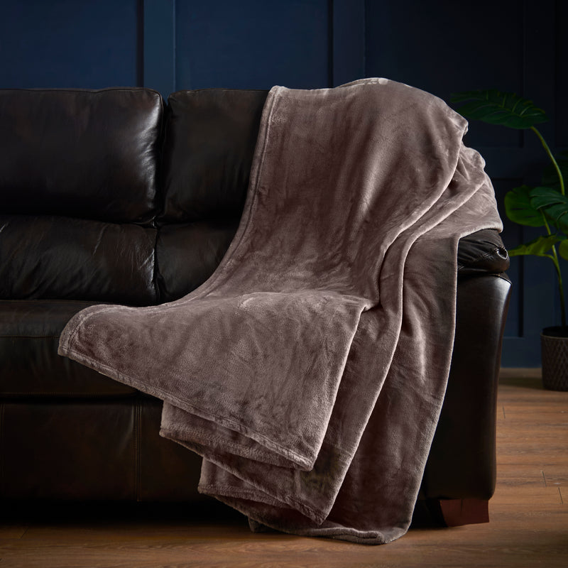Lewis's Super Soft Flannel Throw - Mocha