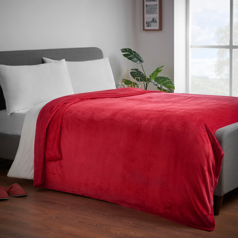 Lewis's Super Soft Flannel Throw - Red